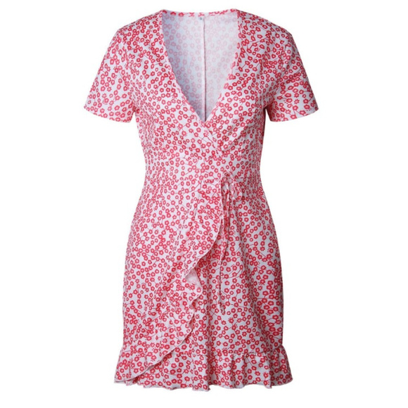 Athena's Lossky | V-Neck Mini Short Sleeve Dress - Picture 7 of 8